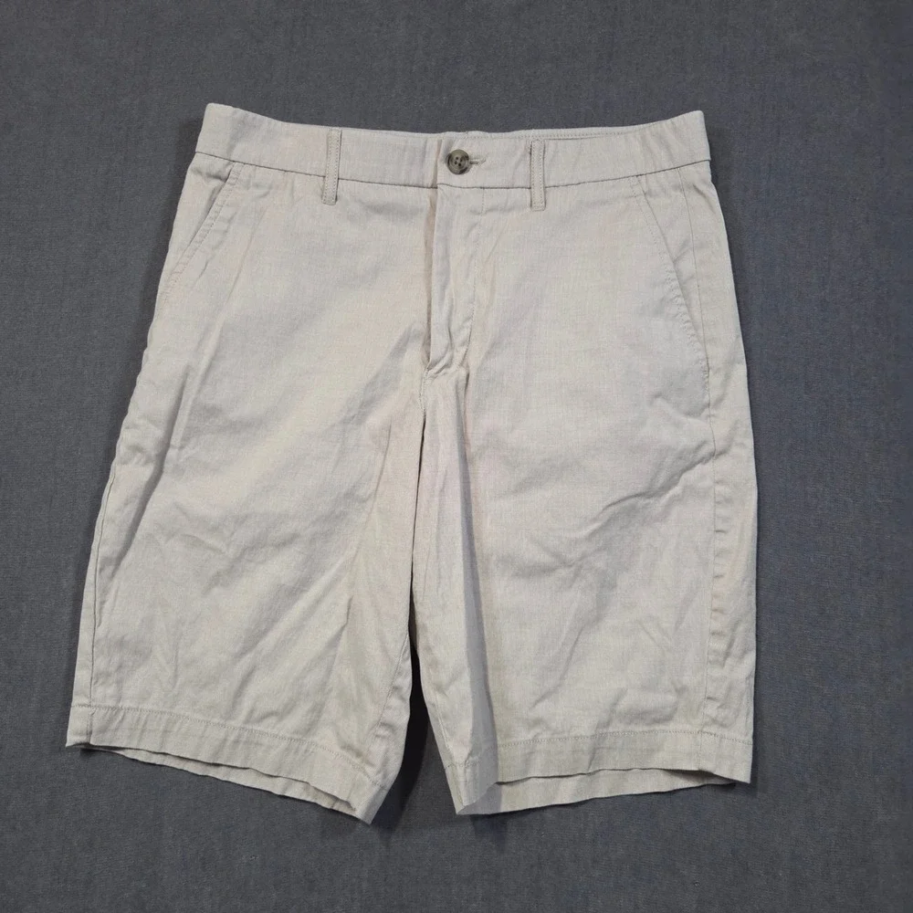 Marc Anthony Chino Shorts Mens 32W Tan Stretch Micro Texture Casual